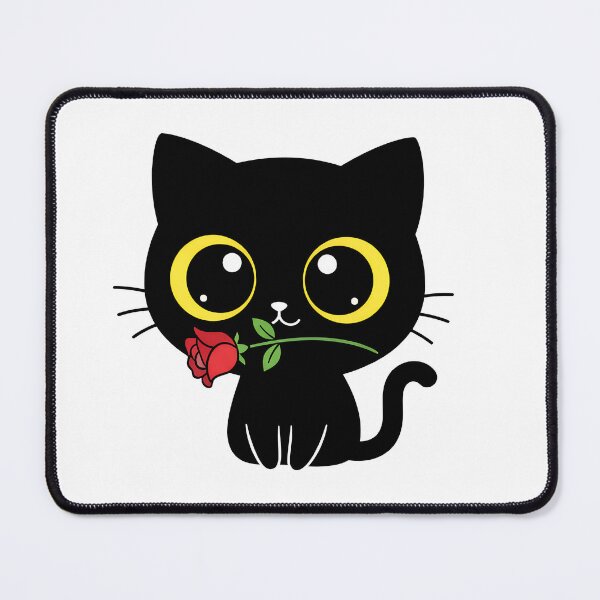Item preview, Kafe Kawaii Coffee Cat Valentine - Cute Black Cat with Red Rose designed and sold by Little Ant Studio.