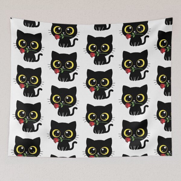 Item preview, Kafe Kawaii Coffee Cat Valentine - Cute Black Cat with Red Rose designed and sold by Little Ant Studio.