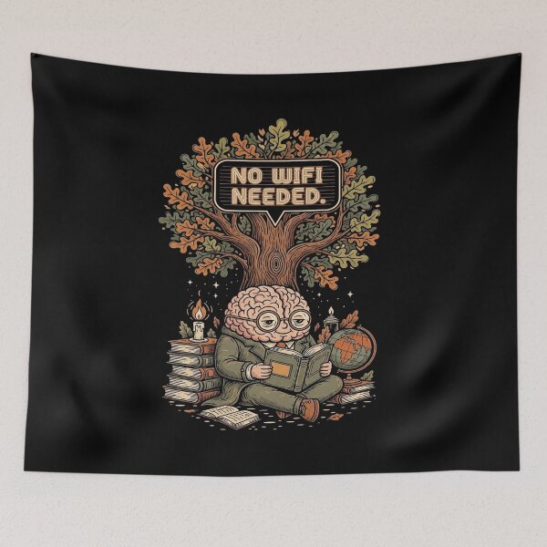 Item preview, No WiFi Needed — Bookworm Analog Life Retro Art designed and sold by FlamaC.