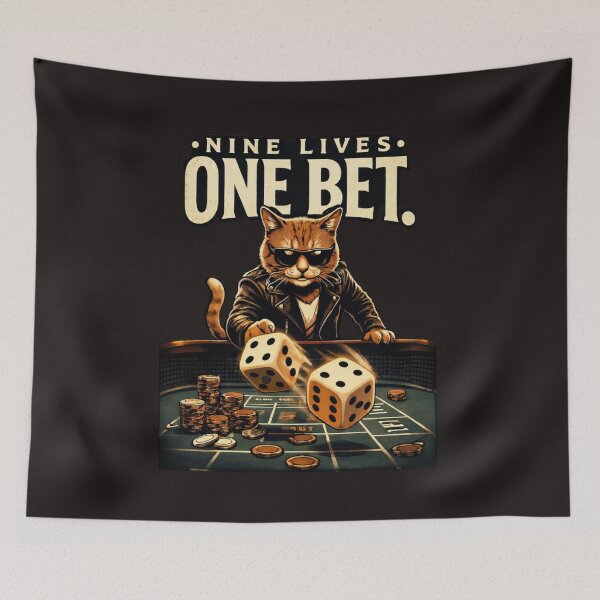 Item preview, Cool Gambling Cat Shirt, Nine Lives One Bet, Casino Dice Cat Graphic Tee designed and sold by ArtemeliaDesign.