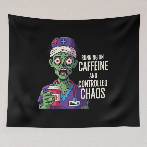 Item preview, Night Shift Nurse Zombie — Running on Caffeine and Controlled Chaos designed and sold by FlamaC.