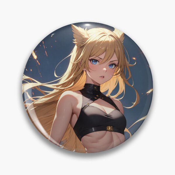 Artikelvorschau, Sugihira Katsuzuka – Wilder blonder Anime-Krieger mit athletischem Sixpack und goldener Rüstung entworfen und verkauft von iloveanimechibi.