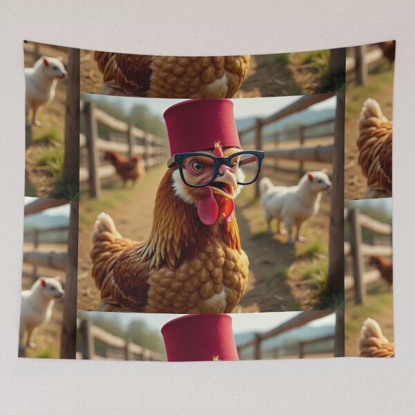 Item preview, Funny Chicken With Glasses and Red Hat designed and sold by Hafcishop.