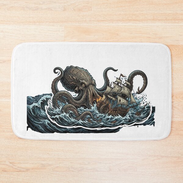 Item preview, Kraken Attacking Pirate Ship Vintage Illustration designed and sold by RickyStick.