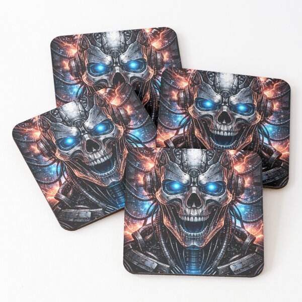 Item preview, Cyber Skull AI, Futuristic Robot Skeleton with Neon Energy | Dark Sci-Fi Art designed and sold by Odd Little Things.