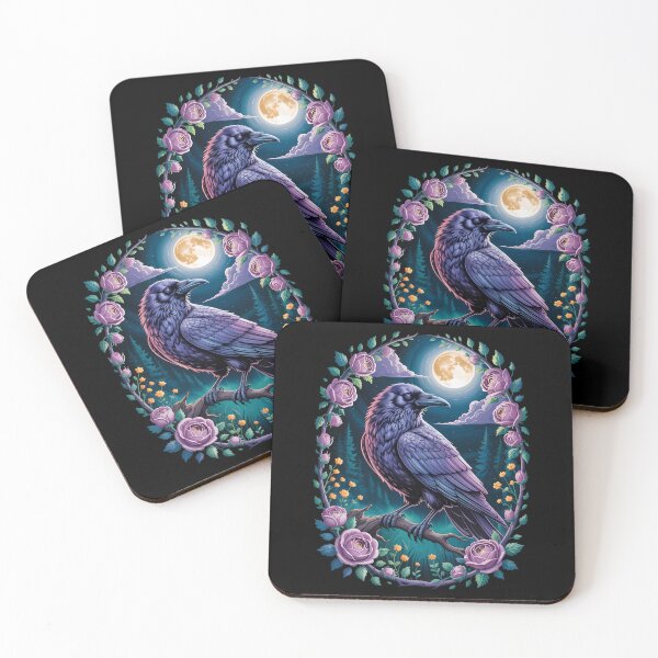 Item preview, Ravens Raven Moon Floral Nature Birds designed and sold by papertaless.