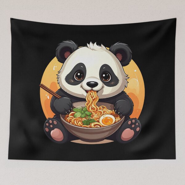 Item preview, Cute Panda Eating Ramen – Kawaii Panda Noodle Bowl designed and sold by TripleMoonCrafts.