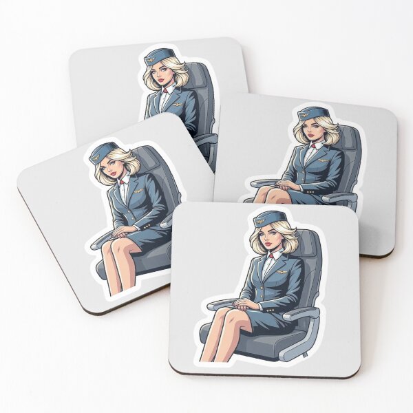 Item preview, Nordic Flight Attendant Scandinavian Stewardess Vintage Airline Crew Travel Aesthetic Art designed and sold by VectorJoy.