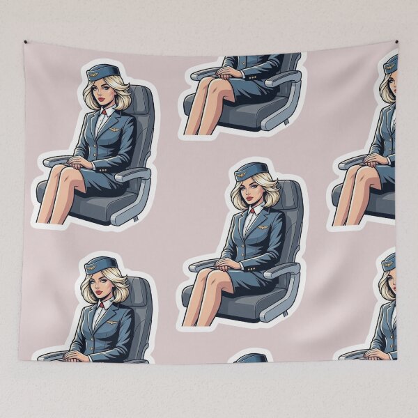 Item preview, Nordic Flight Attendant Scandinavian Stewardess Vintage Airline Crew Travel Aesthetic Art designed and sold by VectorJoy.
