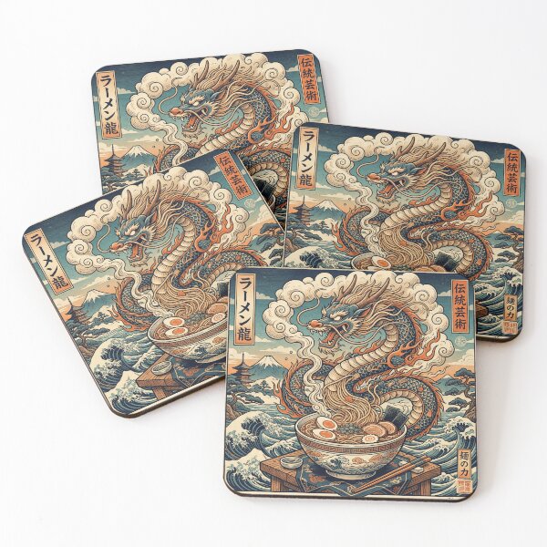 Item preview, Ramen Dragon Spirit - Vintage Japanese Ukiyo-e Parody designed and sold by MaynyStudio.