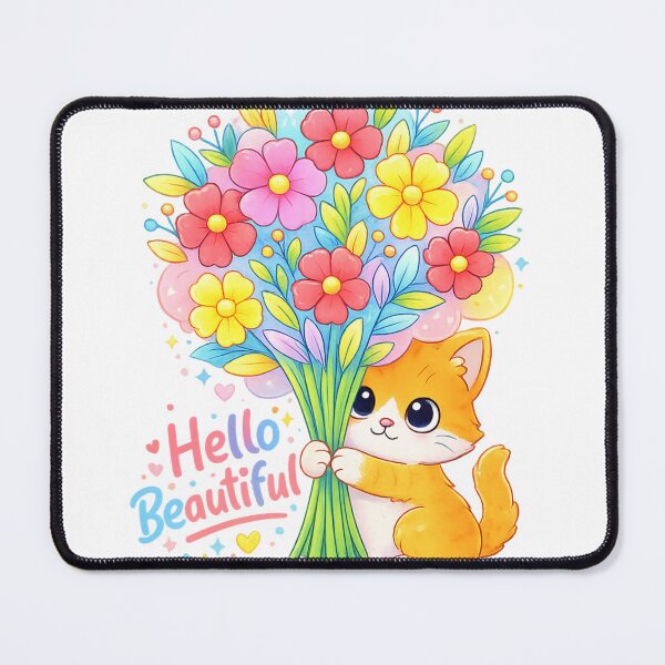 Item preview, Hello Beautiful Cute Animal Holding Flowers designed and sold by SoftSproutstu.