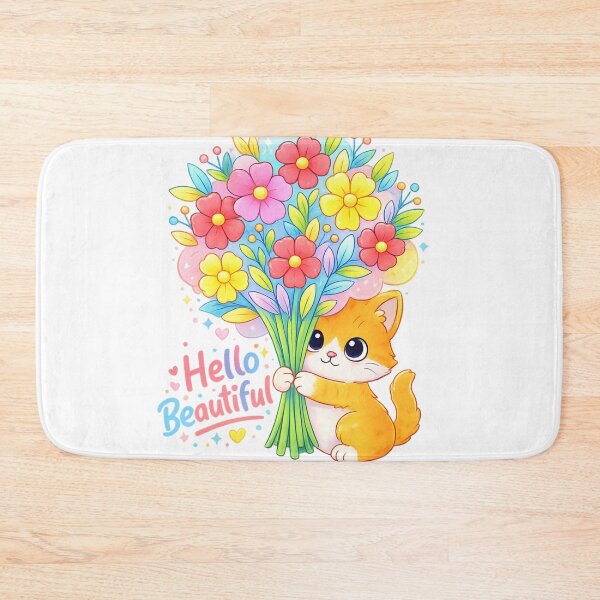 Item preview, Hello Beautiful Cute Animal Holding Flowers designed and sold by SoftSproutstu.