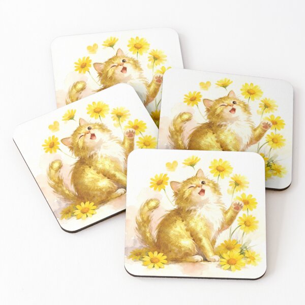Item preview, Ginger Kitten Among the Yellow Daisies designed and sold by Shelley Loewnau-Jones Studio.