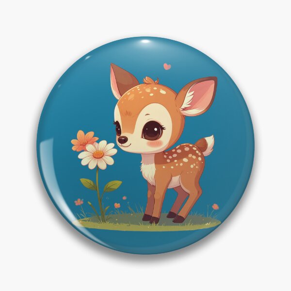 Item preview, Cute Baby Deer with Flowers – Adorable Kawaii Fawn designed and sold by TripleMoonCrafts.