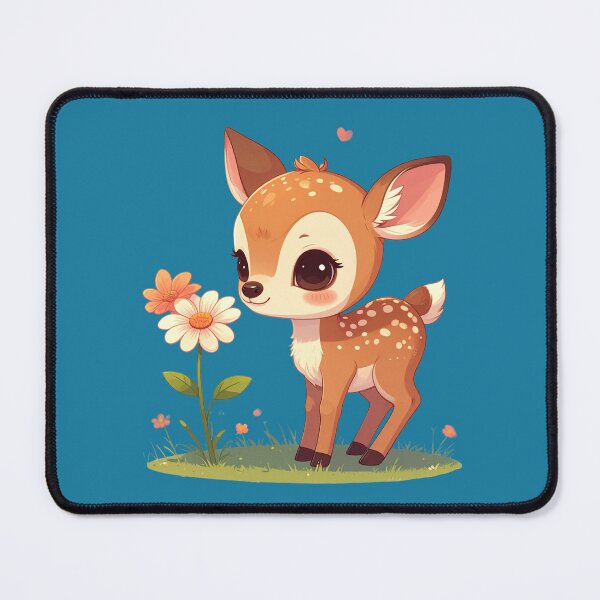Item preview, Cute Baby Deer with Flowers – Adorable Kawaii Fawn designed and sold by TripleMoonCrafts.