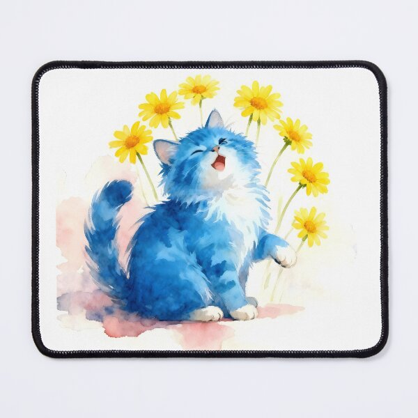 Item preview, Blue Kitten Among the Yellow Daisies designed and sold by Shelley Loewnau-Jones Studio.