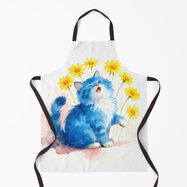 Item preview, Blue Kitten Among the Yellow Daisies designed and sold by Shelley Loewnau-Jones Studio.