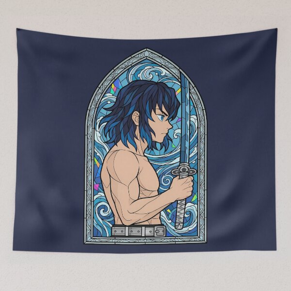 Item preview, Inosuke Hashibira Demon Slayer Blue Stained Glass Warrior designed and sold by mildaclairmo.