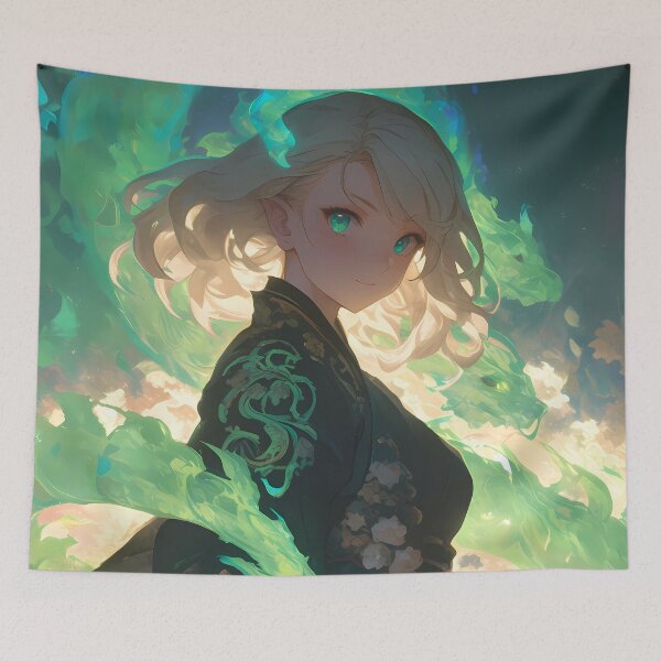 Item preview, Shiemi Moriyama Blue Exorcist Kimono Green Aura Serene Waifu designed and sold by riadjamai.