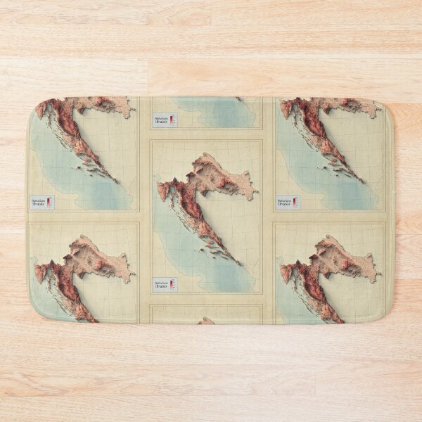 Item preview, Old Croatia Shaded Relief Map 3D digitally rendered designed and sold by ThinkAboutMaps.