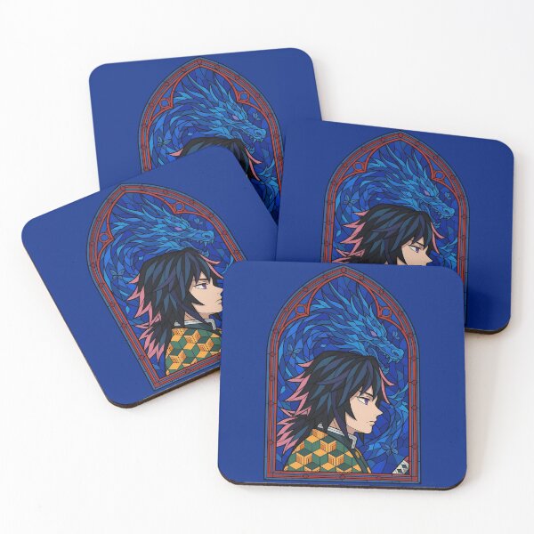 Item preview, Giyu Tomioka Demon Slayer Dragon Blue Stained Glass designed and sold by mildaclairmo.