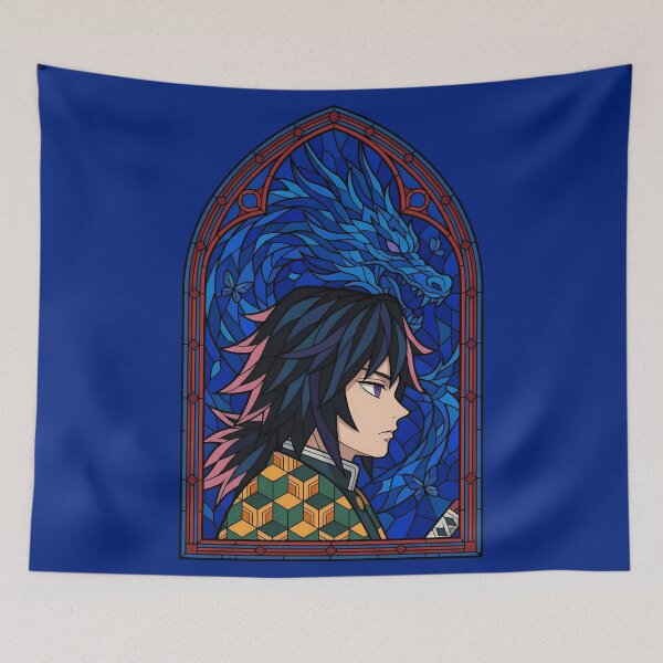 Item preview, Giyu Tomioka Demon Slayer Dragon Blue Stained Glass designed and sold by mildaclairmo.