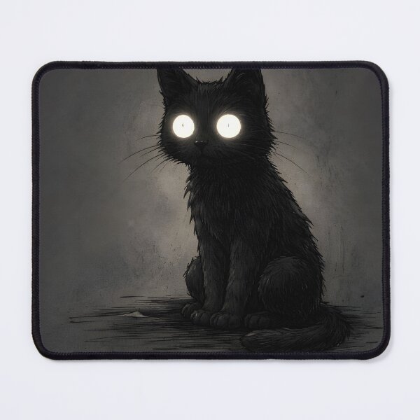 Item preview, Dark Aesthetic Black Cat Glowing Eyes Creepy Cute Design designed and sold by VibeFusionX.