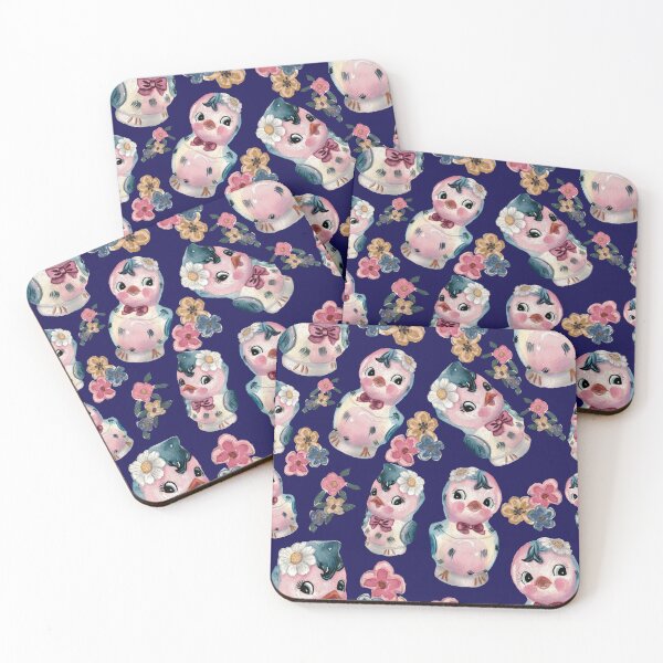 Item preview, Happy vintage bluebirds navy designed and sold by The kitschy Citrus.