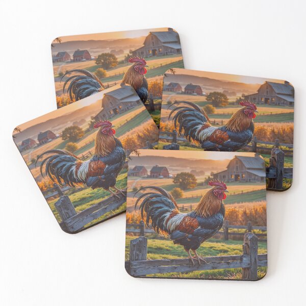 Item preview, Rooster on Farm Fence at Sunrise – Rustic Country Barn Art designed and sold by BeautifulVirtues.
