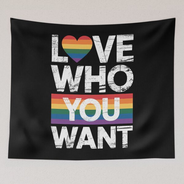 Item preview, Love Who You Want Rainbow Heart Gay Pride Flag LGBTQ Rights designed and sold by Formatage.