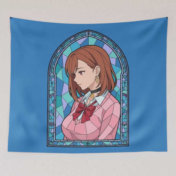 Item preview, Momo Ayase Dandadan School Stained Glass Portrait designed and sold by mildaclairmo.