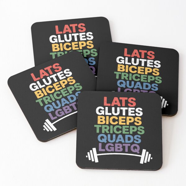 Item preview, LGBTQ Lats Glutes Biceps Triceps Quads Weightlifting Rainbow designed and sold by Formatage.