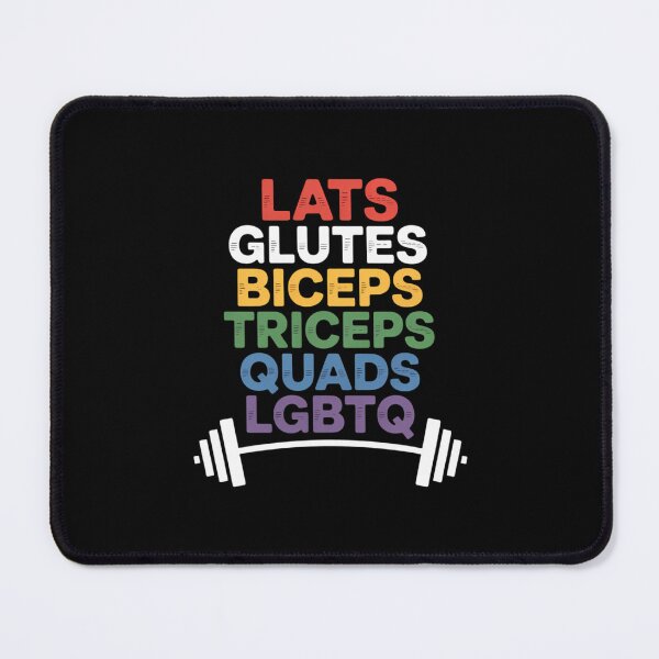 Item preview, LGBTQ Lats Glutes Biceps Triceps Quads Weightlifting Rainbow designed and sold by Formatage.