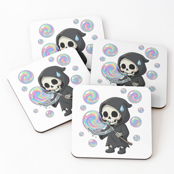 Item preview, Cute Chibi Grim Reaper Blowing Rainbow Bubbles designed and sold by k3rstman1.