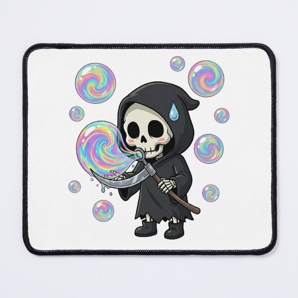 Item preview, Cute Chibi Grim Reaper Blowing Rainbow Bubbles designed and sold by k3rstman1.