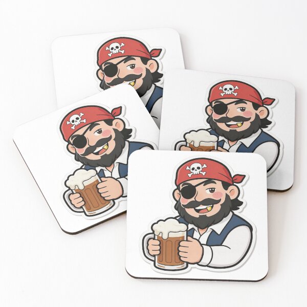 Item preview, Funny Pirate Drinking Beer Cartoon Mascot designed and sold by Dospart.