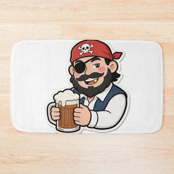 Item preview, Funny Pirate Drinking Beer Cartoon Mascot designed and sold by Dospart.