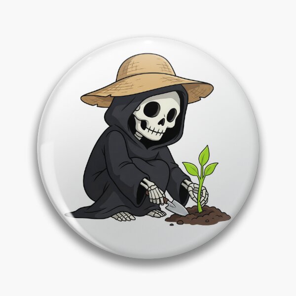 Item preview, Grim Gardening Skeleton with Straw Hat designed and sold by k3rstman1.