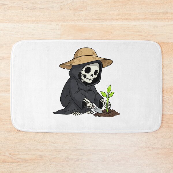 Item preview, Grim Gardening Skeleton with Straw Hat designed and sold by k3rstman1.