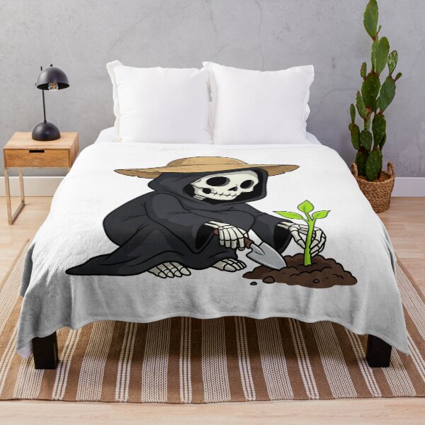 Item preview, Grim Gardening Skeleton with Straw Hat designed and sold by k3rstman1.