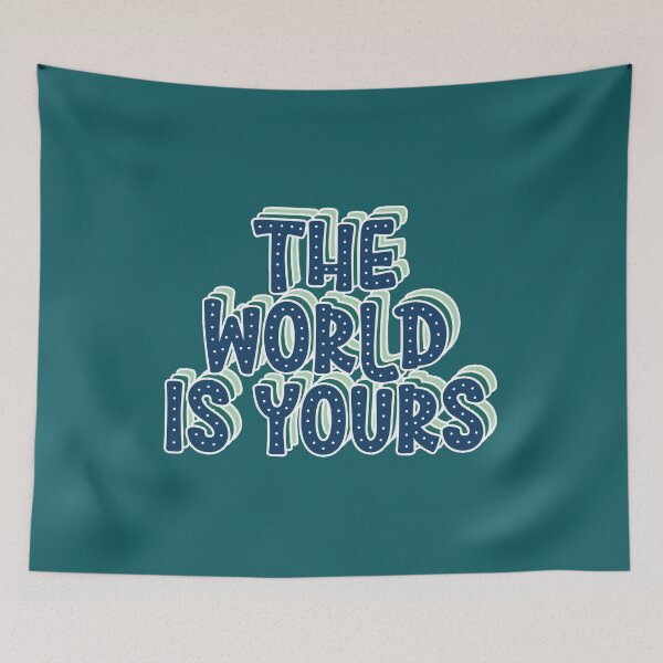 Item preview, The World Is Yours | Retro Layered Teal & Navy Typography designed and sold by Sarah-Smash.