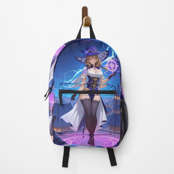 Item preview, Lisa Genshin Impact Lightning Night Sky Cityscape Magic designed and sold by Tokyonomad.
