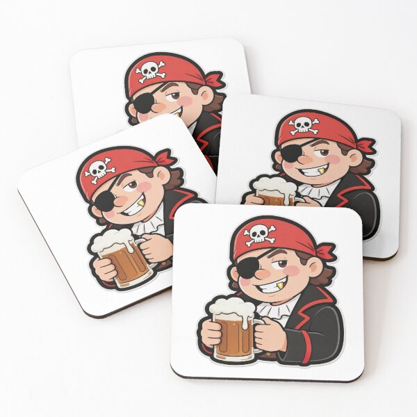 Item preview, Funny Pirate Drinking Beer Cartoon Mascot designed and sold by Dospart.
