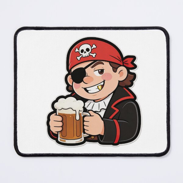 Item preview, Funny Pirate Drinking Beer Cartoon Mascot designed and sold by Dospart.