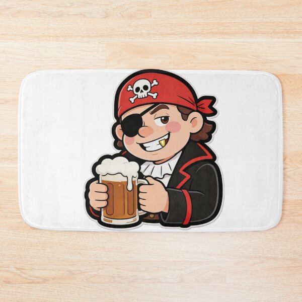 Item preview, Funny Pirate Drinking Beer Cartoon Mascot designed and sold by Dospart.