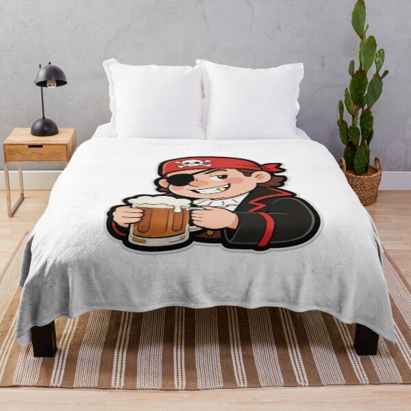 Item preview, Funny Pirate Drinking Beer Cartoon Mascot designed and sold by Dospart.