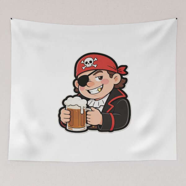 Item preview, Funny Pirate Drinking Beer Cartoon Mascot designed and sold by Dospart.
