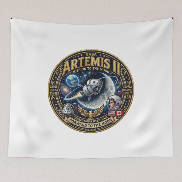 Item preview, NASA Artemis II Mission Crewed Lunar Flyby Vintage Patch Design designed and sold by RedVista.