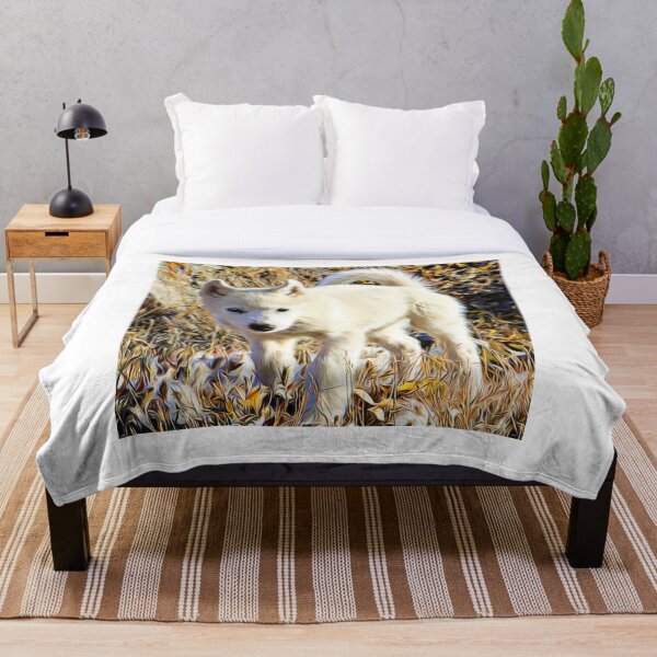 Item preview, White Wolf Pup in Golden Grass designed and sold by ZoroDesign.