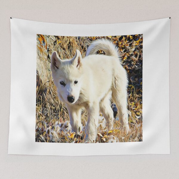 Item preview, White Wolf Pup in Golden Grass designed and sold by ZoroDesign.